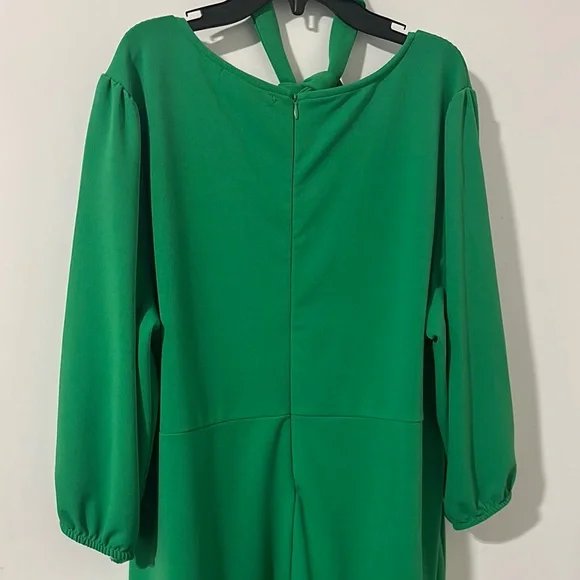 Adrienne Vittadini Green Long Sleeve Wrap Dress with Tie Front - Picture 8 of 8